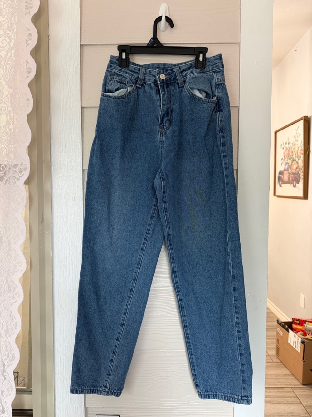 SHEIN Vintage Straight-Leg Blue Jeans